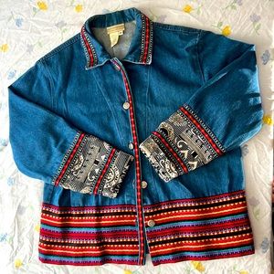 Coldwater creek denim shirt with funky trim